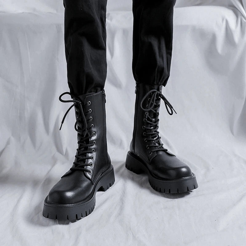 Luxury Brand Men's High Top Boots – Designer Leather Casual, Business & Outdoor Work Boots for Men