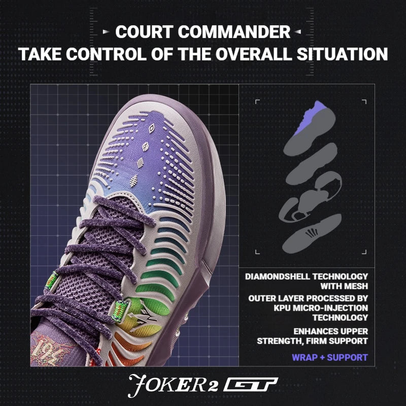 361 Degrees Joker 2 GT Basketball Shoes - Men's Breathable Shock-Absorbing Sneakers