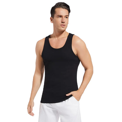 Men's Thin Cotton Vest – Solid Color, Slim Fit Sleeveless Shirt for Casual Wear, Fitness & All-Season Comfort