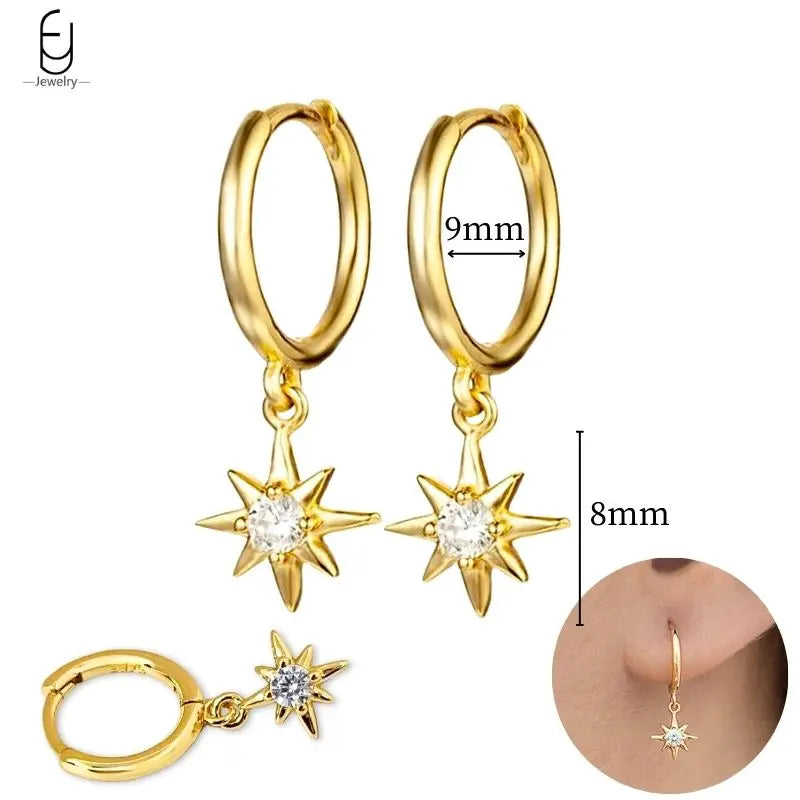 925 Sterling Silver Gold Tassel Earrings - Vintage Crystal Long Chain Hoop Jewelry for Women
