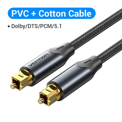 Vention Digital Optical Audio Cable – Toslink SPDIF Coaxial, 1m/2m for Amplifiers, Blu-ray, Xbox 360, PS4, Soundbar Fiber Cable