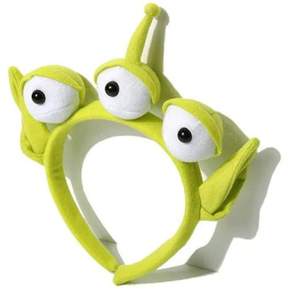 Green Alien Headband - Cute Three-Eyed Monster Cosplay Hairband for Girls and Women