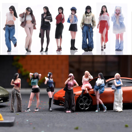 3D Miniature Figures - 1/64 Scale Racer Photographer Casual People Scene Props Model Ornaments for Vehicle Decor