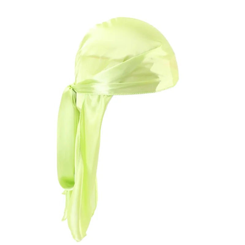 Unisex Silky Long Tail Durag Pirate Hat – Fashion Headwrap, Turban, Bandana, Cap for Women & Men, Hijab Hair Accessories