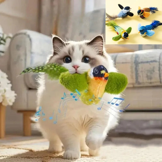Interactive Bird Cat Toy - Sounding Catnip Teaser Toy for Indoor Cats, Wall Hanging Chasing & Play Activity
