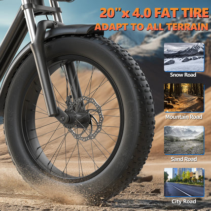 Kickwey K7 Adult Electric Bike — 1500W 48V 23Ah Mountain E-Bike, 20" Fat Tires, Off-Road Outdoor Adventure