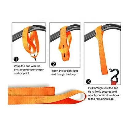 Soft Loop Tie-Down Straps — Multipurpose Securing Straps for ATV, Motorcycles, Scooters, Dirt Bikes & Luggage