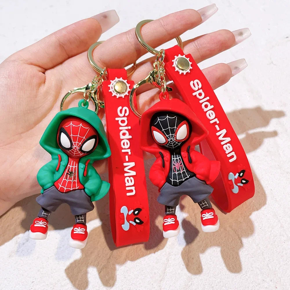 Marvel Spider-Man Action Figure Keychain — Cute Avengers Doll Widget with Iron Man & Captain America for Birthday Gifts