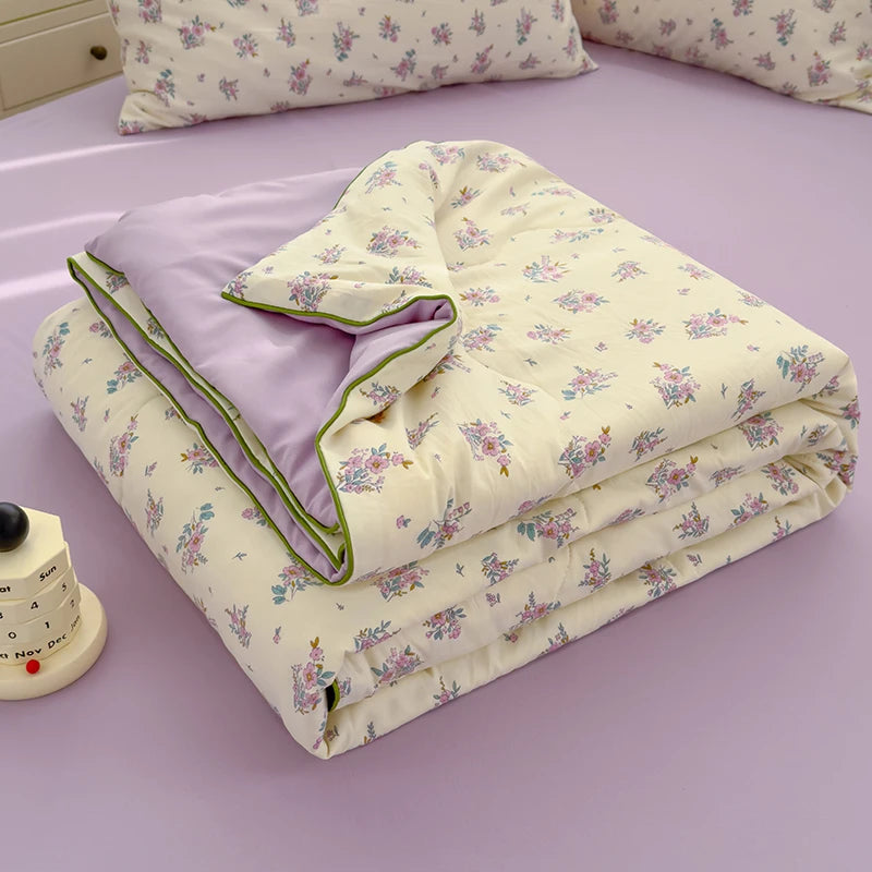 Washed Double Gauze Quilt – Lightweight Summer Comforter with Soya Fibre Filling, Soft & Breathable for Queen Size