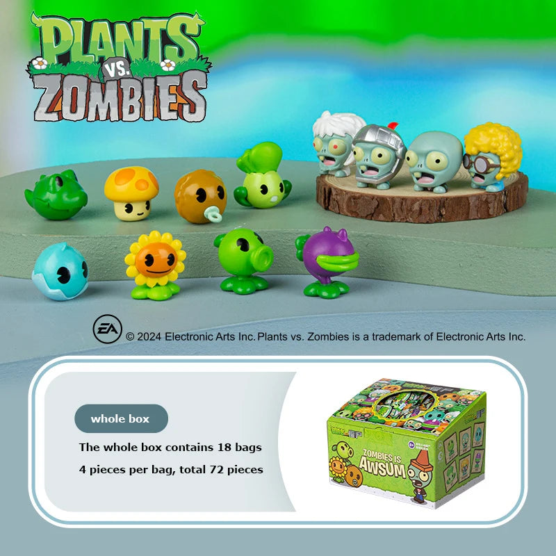 Plants vs Zombies Q Version Mini Figures – Random 4-Style Plant & Zombie Toys for Collection