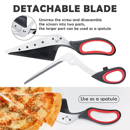 Pro Pizza Scissors - Sharp Stainless Steel Blade, Detachable Cutter, Easy Pizza Cutting Spatula Slicer Tool