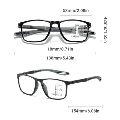 Photochromic TR90 Anti-Blue Light Multifocal Reading Glasses – Progressive Near & Far Eyewear for Men & Women, Sports Eyeglasses