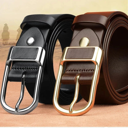 Genuine Leather Men's Belt – High-Quality Buckle, Cowskin Casual & Business Waistband, Fashion Designer 2022 New
