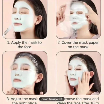 Disposable Full Face & Neck Beauty Wraps - 100/500pcs Transparent Plastic Film Mask Covers