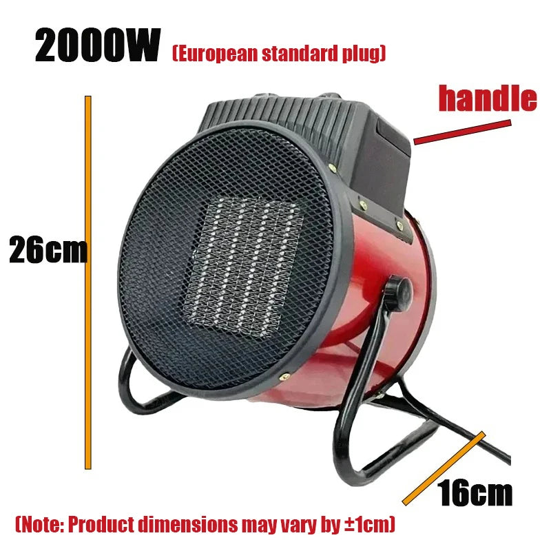 3000W Portable Electric Space Heater - Adjustable Thermostat, 2 Heat Settings, Fan Mode & Tip-Over Protection