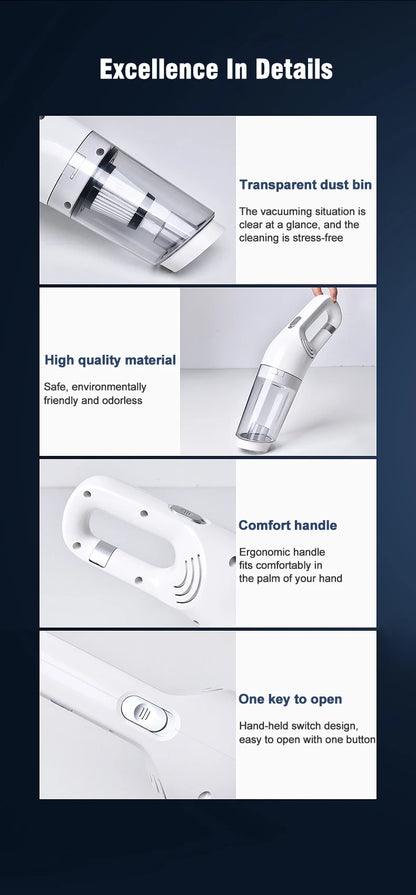 Handheld Rechargeable Vacuum Cleaner – Portable Wireless Dual-Purpose Car & Home Dust Catcher 10000PA