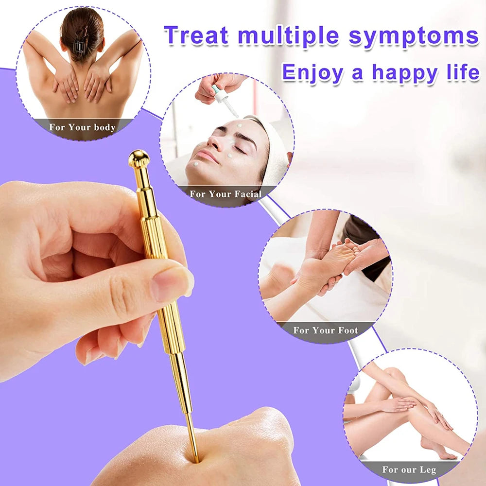 Facial Reflexology Massage Tool – Retractable Acupuncture Pen with Double-Headed Spring for Ear & Face Care