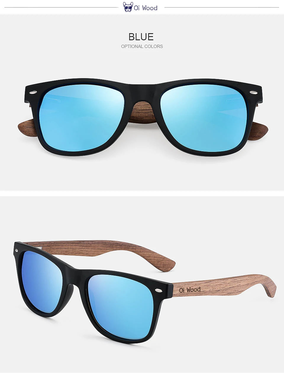 Oi Wood Natural Wooden Polarized Sunglasses for Men – Fashion Sun Glasses with TR90 Frames