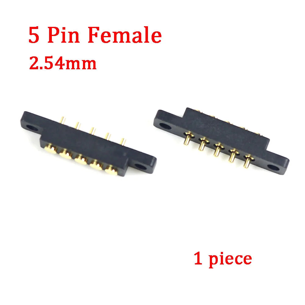 2A Magnetic Pogo Pin Connector - 2–5 Pin Spring-Loaded Male/Female DC Power Socket, 2.3/2.5/2.8mm Pitch