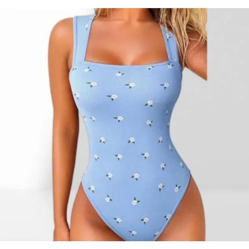 Women’s Sleeveless Knit Bodysuit – Summer Sexy Off-Shoulder Bodycon Jumpsuit, Casual Stretchy Street-Style Short Jumpsuit