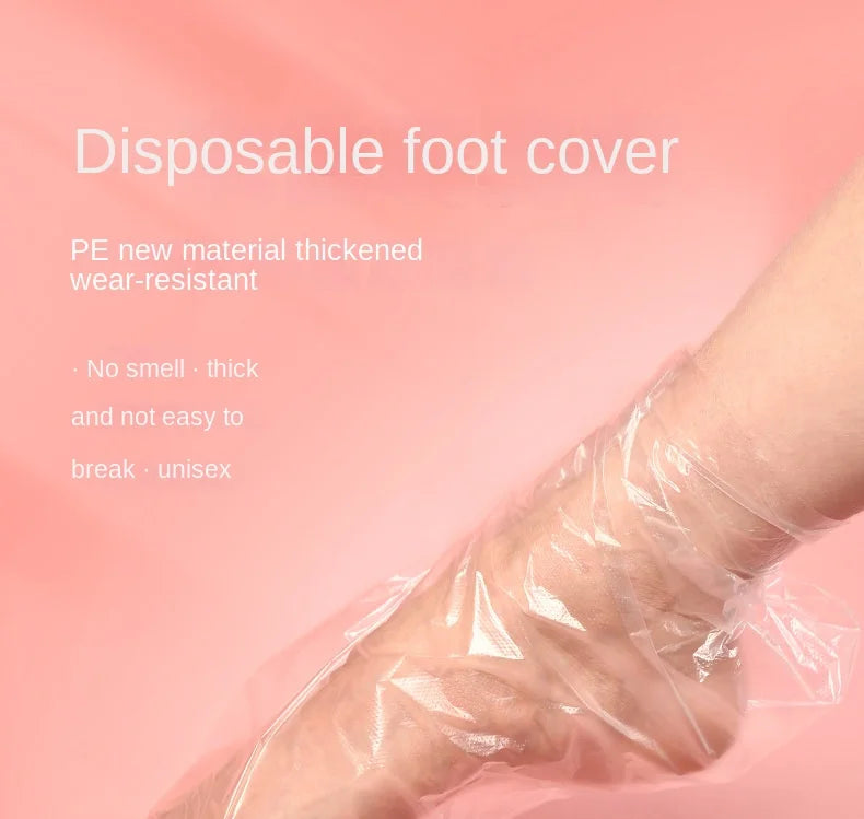 100PCS Transparent Disposable Foot Bags for Detox, Pedicure, & Foot Care - Prevent Infection & Chapped Skin, Bath Wipes
