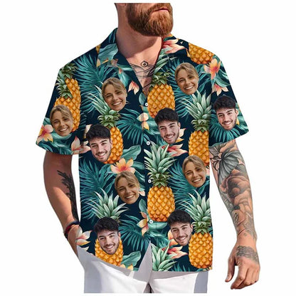 Custom Face Hawaiian Shirt - Personalized 3D Printed Unisex Beach Button-Up Short Sleeve Top