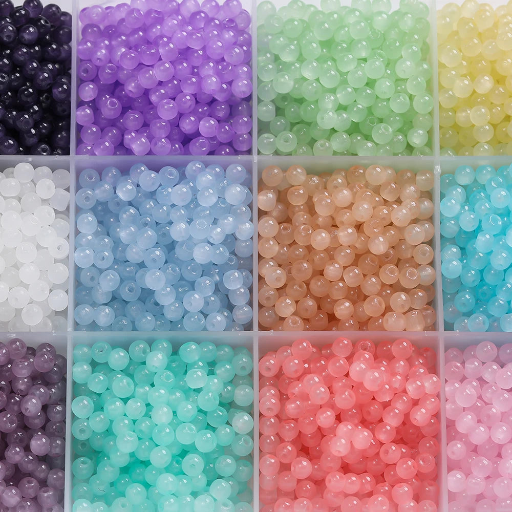 50/100pcs 4mm Colored Glass Jade Beads - Round Spacer Beads for DIY Earrings, Necklaces & Bracelets