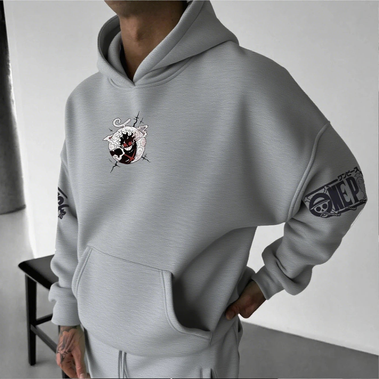 One Piece Luffy Gear 5 Nika Hoodie – Anime Streetwear Pullover Sweatshirt for Men & Women