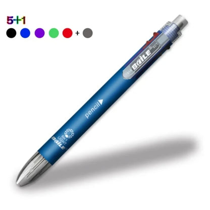 6 in 1 Multicolor Ballpoint Pen & Pencil – 5 Color Ball Pen + 1 Automatic Pencil with Eraser for School & Office Writing