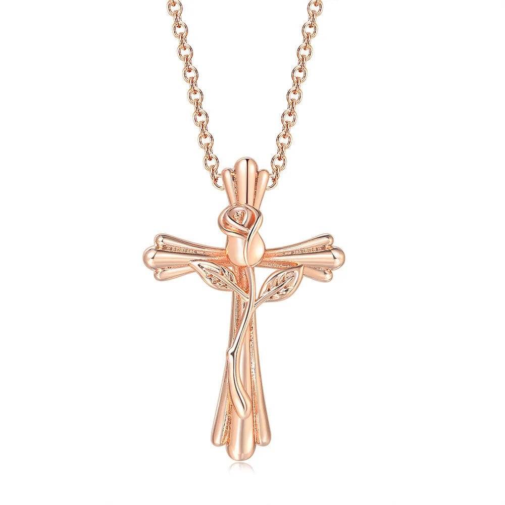 Heart Cross Pendant Necklace for Women – Double Color Aesthetic Choker Chain with Cross Design, Stainless Steel Christmas Gift Jewelry N231