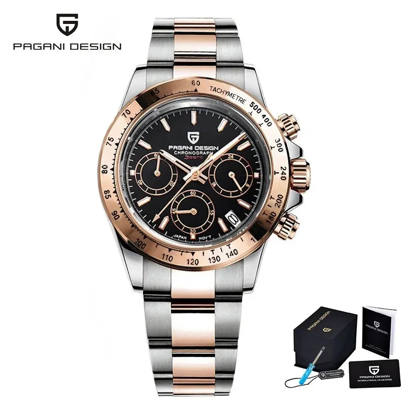 PAGANI DESIGN 2024 Quartz Men's Luxury Business Watch – Chronograph VK63 Waterproof