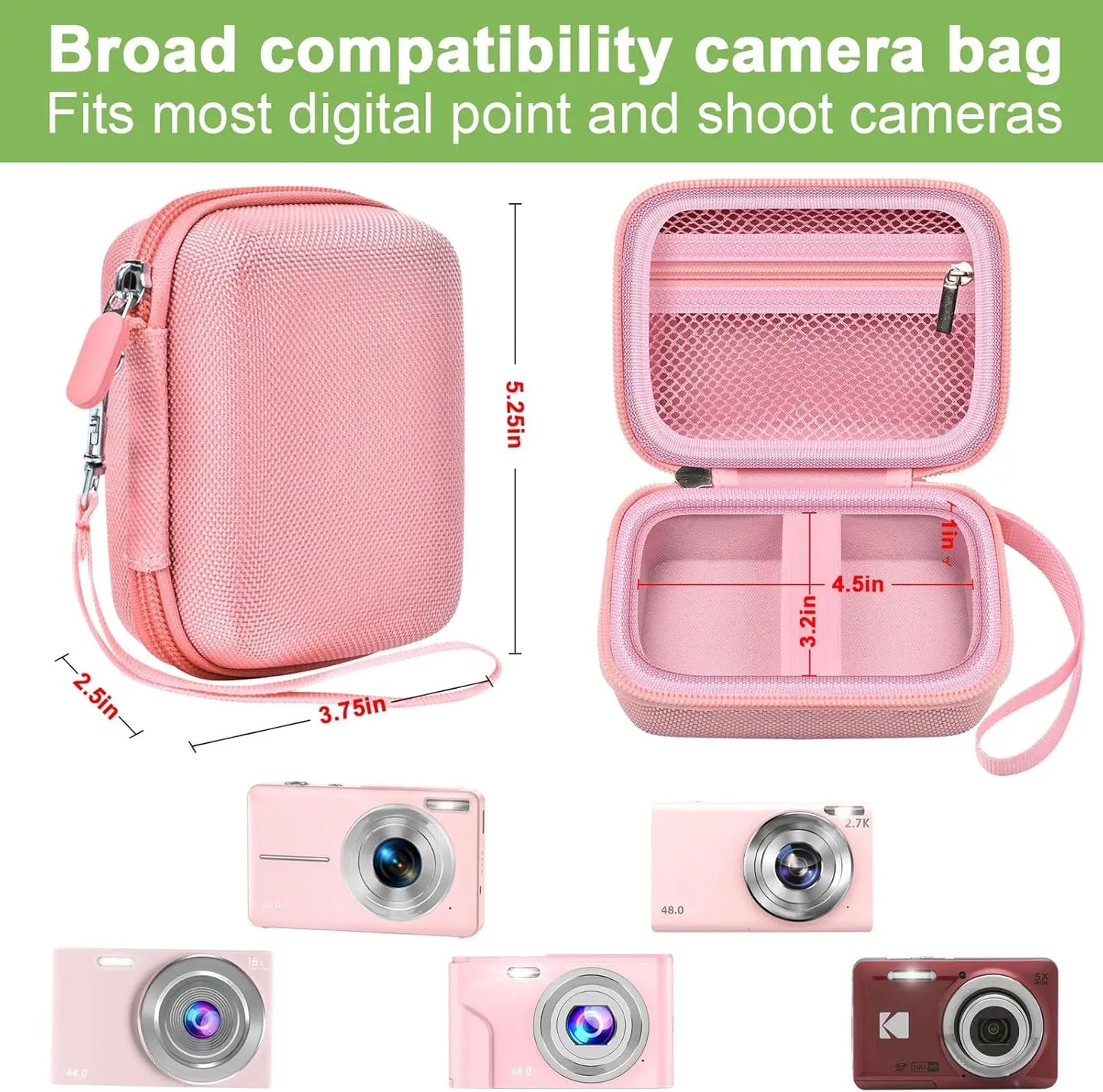 Digital Camera Case for VAHOIALD FHD 1080P, CAMKORY, KODAK PIXPRO FZ45-BK – Protective Case Only