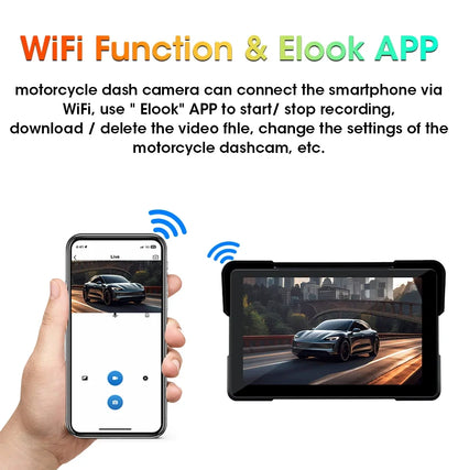 5/7 Inch Motorcycle CarPlay DVR Navigation GPS Monitor – Wireless Android Auto, Airplay, IPX7 Waterproof Portable Display