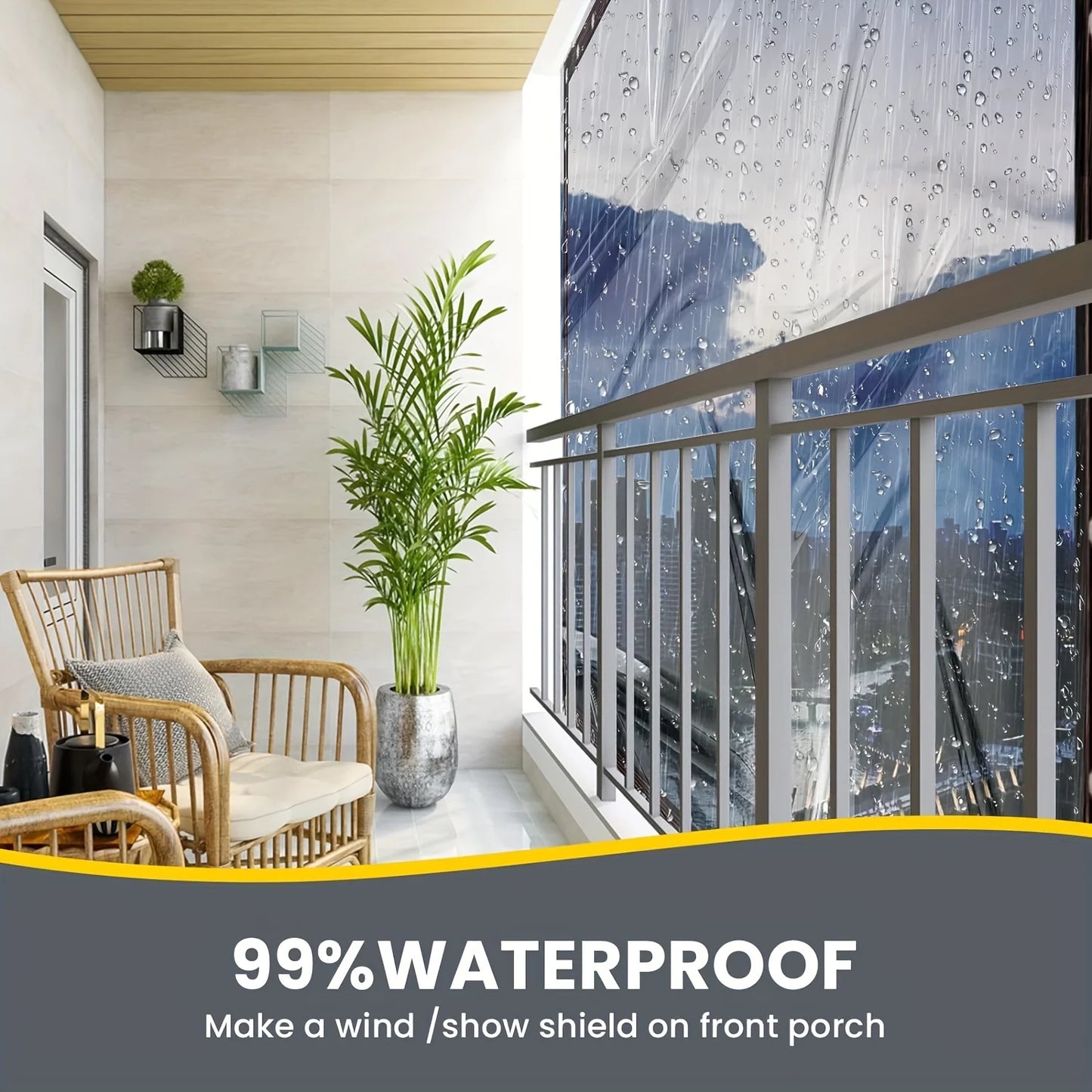 Clear Waterproof Tarp with Grommets – Heavy-Duty Transparent Cover for Patio, Henhouse, Porch, Plants & Camping Shelter