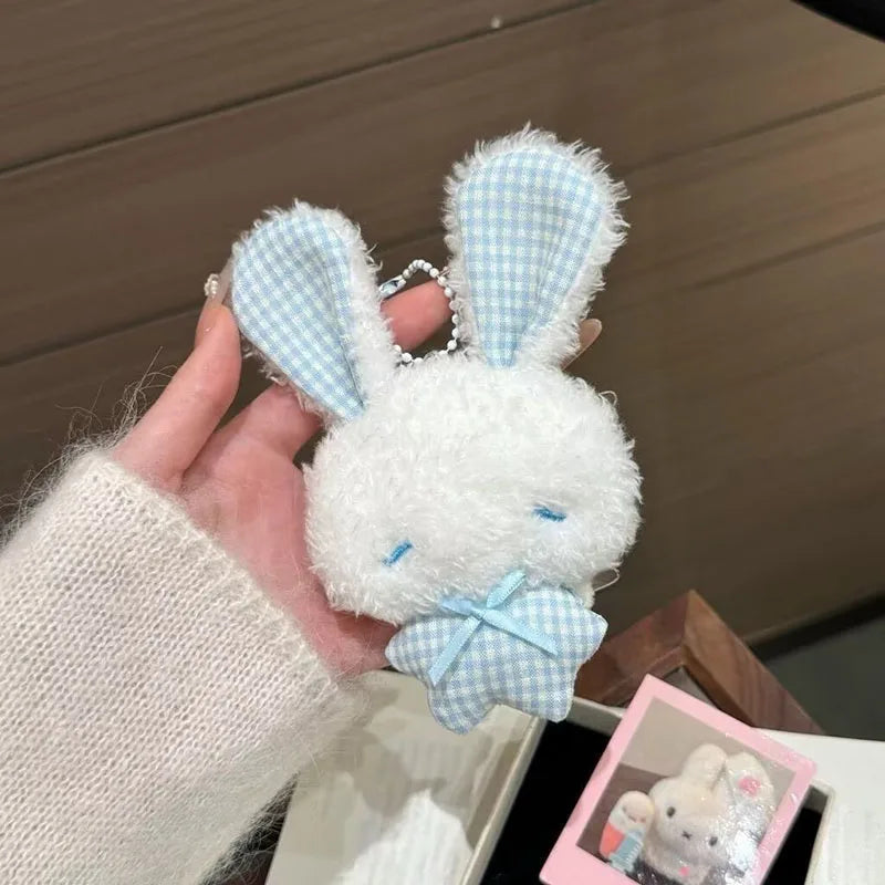 Kawaii Angel Bunny Plush Keychain - Mini Soft Rabbit Stuffed Toy Pendant