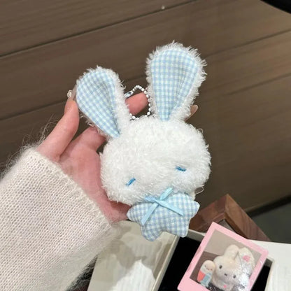Kawaii Angel Bunny Plush Keychain - Mini Soft Rabbit Stuffed Toy Pendant