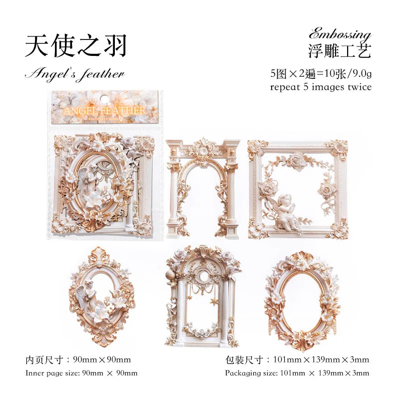 10 Pcs 3D Hollow Frame Card Paper for DIY Scrapbooking, Handmade Diary & Junk Journal Accessories