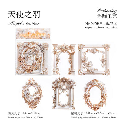 10 Pcs 3D Hollow Frame Card Paper for DIY Scrapbooking, Handmade Diary & Junk Journal Accessories