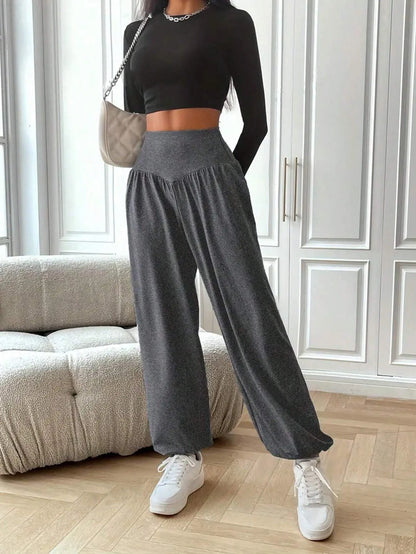 Women’s High Waist Lantern Leggings – Cuffed Breathable Gym & Dance Pants Comfortable Fitness Jeggings