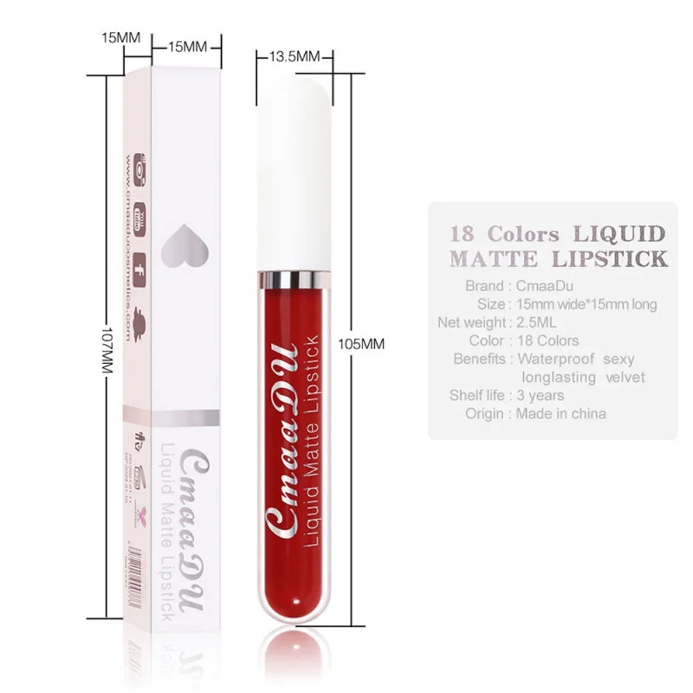 Sexy Long-Lasting Velvet Matte Lip Gloss – Waterproof, Non-Stick Red Liquid Lipstick for Women