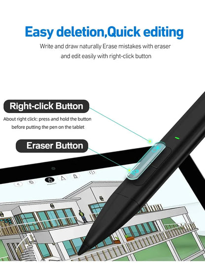 Slim Pen 2 Stylus for Microsoft Surface Pro 10/9/8 – 4096 Pressure Ink Pencil with Palm Rejection for Surface, HP, Dell, ASUS