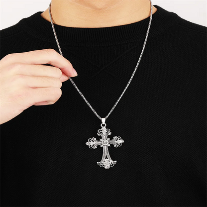 European & American Retro Gothic Cross Necklace – Unisex Hip-Hop Fashion Pendant for Men & Women, Street Style Trendsetter Jewelry Accessory