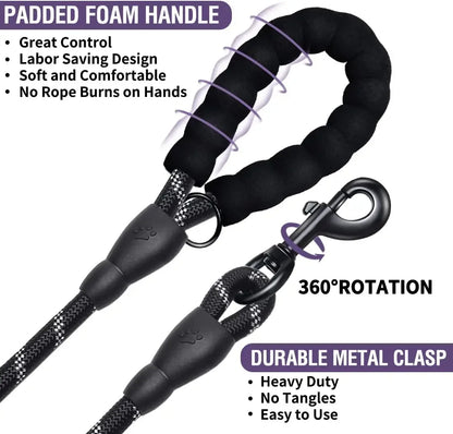 Strong Reflective Dog Leash – Durable Pet Leash for Small, Medium & Large Dogs, Suitable for Pulling & Walking Golden Retrievers