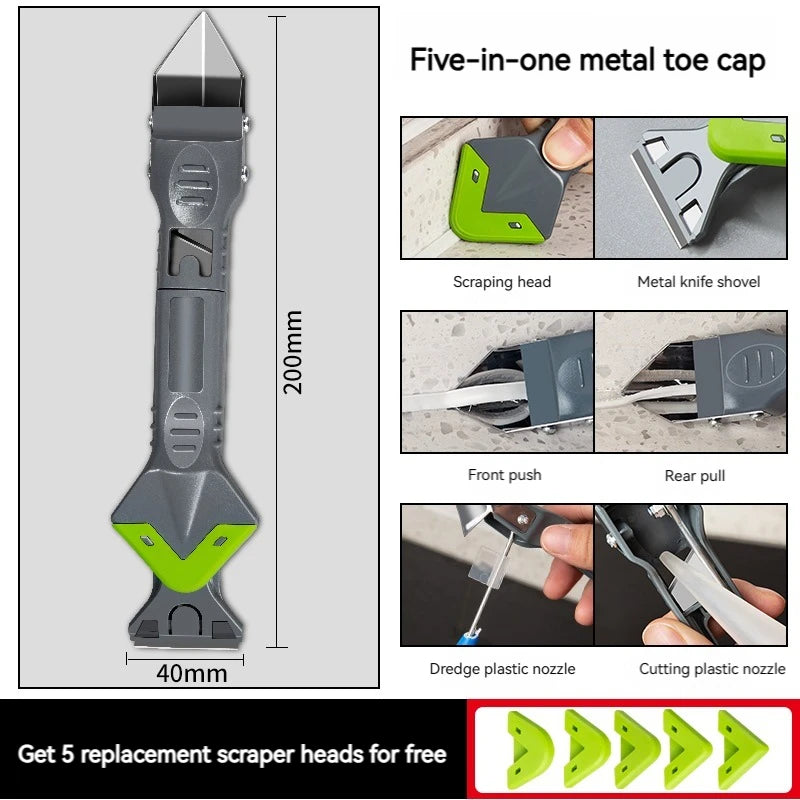 3/5-in-1 Silicone Scraper & Caulking Tool Set – Grout, Sealant, Floor Mould Removal Hand Tools
