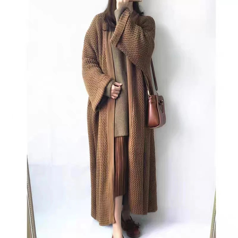 Thick Loose Long Cardigan Sweater Coat – Long Sleeve Warm Knit Outerwear, V-Neck Casual Office Jacket for Women, Fall & Winter