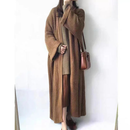 Thick Loose Long Cardigan Sweater Coat – Long Sleeve Warm Knit Outerwear, V-Neck Casual Office Jacket for Women, Fall & Winter