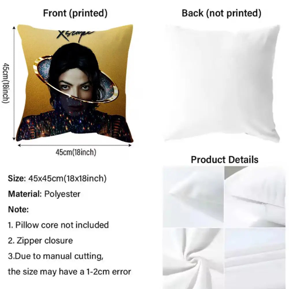 Michael Jackson Cushion Cover - Soft, Easy-Wash Decorative Pillowcase for Sofa, Bed, Office & Travel