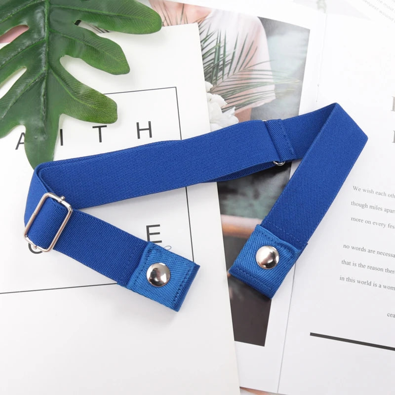 Elastic Buckle-Free Canvas Belt for Women – Stretch Waist Belt for Jeans & Pants, Invisible Lazy Belt