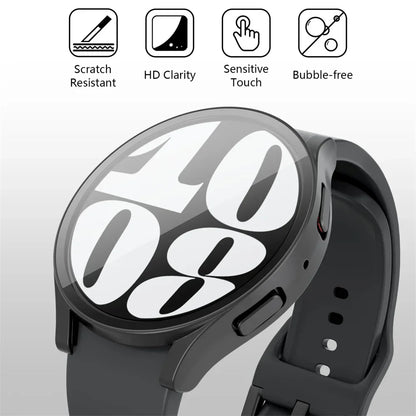 Samsung Galaxy Watch Protective Case with Tempered Glass - Full Bumper Screen Protector for Galaxy Watch 4, 5, 6, 7 and FE 40mm/44mm