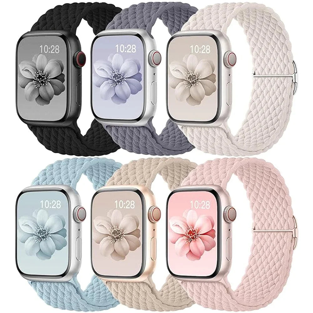 Braided Nylon Apple Watch Band – Adjustable Sport Strap Compatible with Ultra 2, Series 10/9/8/7/6/SE (40–49mm) Wrist Bracelet